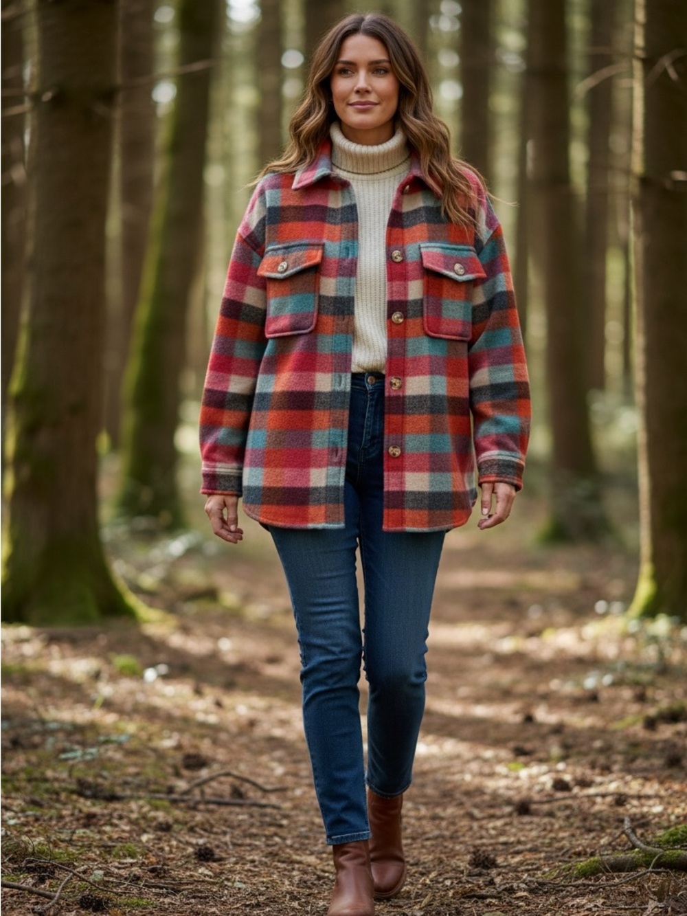 BKE Plaid Knit Fleece Shacket Jacket NWOT Women’s Medium Colorful Plaid - Picture 1 of 10